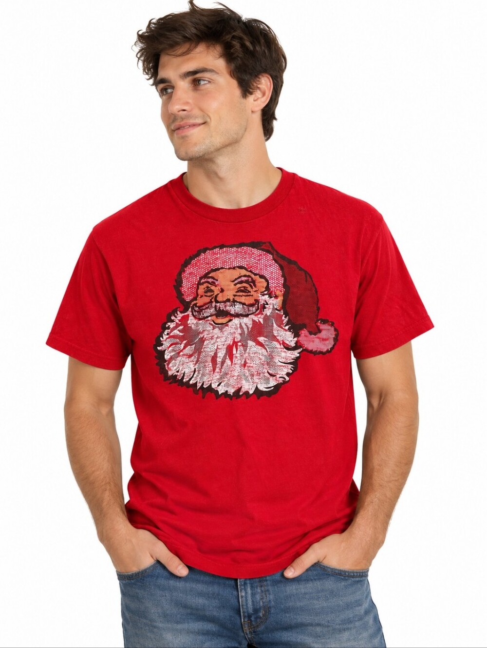 Dec 25 Men’s Small Red Santa Graphic Christmas T-Shirt Holiday Vintage Style